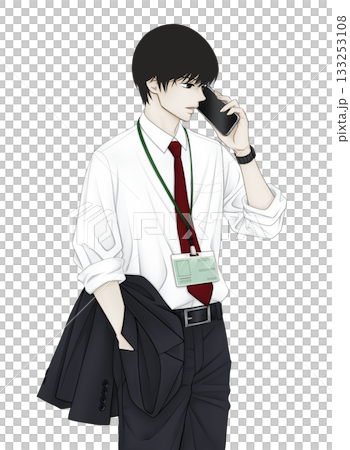 辦公室職員用手機通話的插圖 133253108