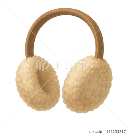 ふわふわイヤーマフのイラスト　冬の耳あて・切り抜き素材 133253217