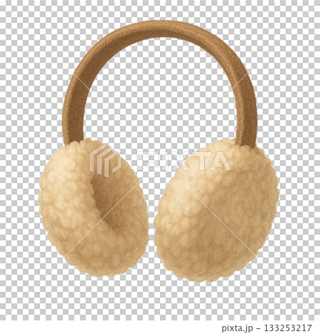 ふわふわイヤーマフのイラスト　冬の耳あて・切り抜き素材 133253217