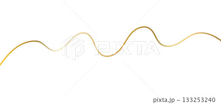 Golden line vector illustration, swirl ribbon isolated on white background, elegant texture element 133253240