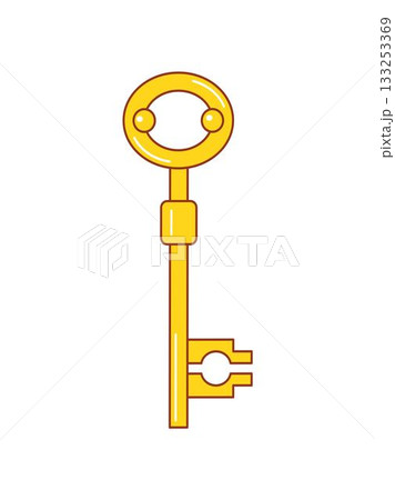 Cartoon golden or bronze oval key 133253369