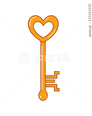 Cartoon style bronze heart key 133253370