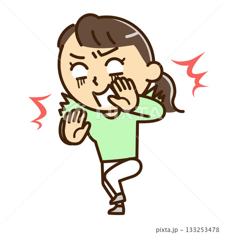 驚いて構える女性 133253478