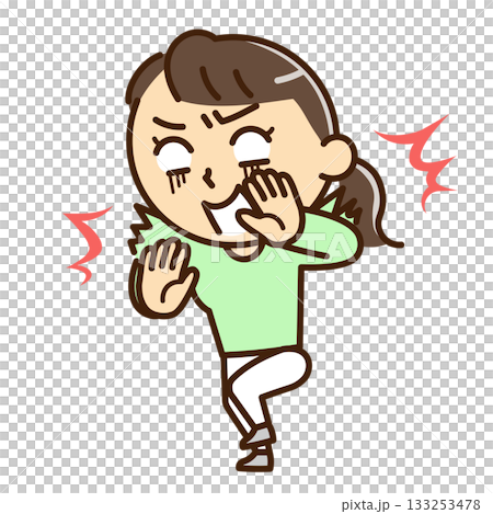 驚いて構える女性 133253478