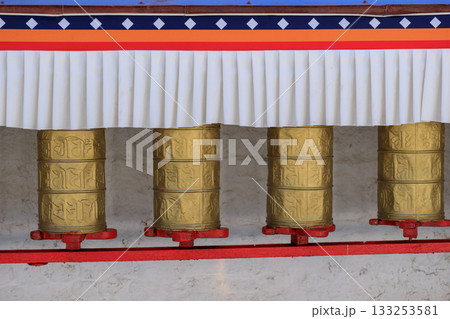 Tibetan Prayer Wheels in Potala palace, Tibet,China 133253581