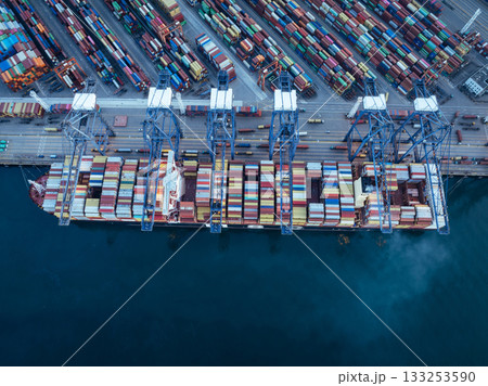 Aerial view of Yantian international container terminal in Shenzhen city, China 133253590