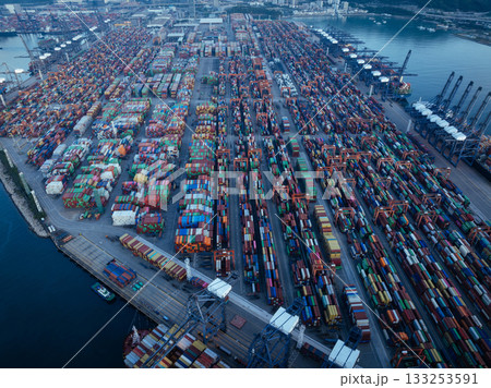 Aerial view of Yantian international container terminal in Shenzhen city, China Aerial view of Yantian international container terminal in Shenzhen city, China 133253591