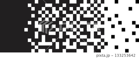 Dispersed pixels background with faded gradation effect. Random square shapes abstract pattern. Explosion, dissolvation, dissolution or defragmentation process concept. Vector graphic illustration Dispersed pixels background with faded gradation effect. Random square shapes abstract pattern. Explosion, dissolvation, dissolution or defragmentation process concept. Vector graphic illustration 133253642