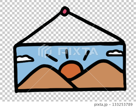Cute hand drawn illustrations of hanging picture of mountain scenery for room decoration, house, online shopping, department store, trip, travel, vacation, journey, happy holidays, home decor Cute hand drawn illustrations of hanging picture of mountain scenery for room decoration, house, online shopping, department store, trip, travel, vacation, journey, happy holidays, home decor 133253789