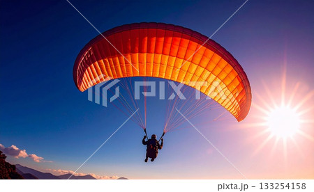 大空へ羽ばたくパラグライダー1 133254158