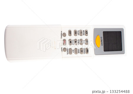 Air conditioner remote control on a white background Air conditioner remote control on a white background 133254488