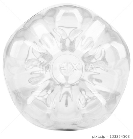 Plastic water bottle on white background bottom view 133254508