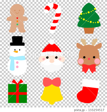 クリスマスのかわいいイラスト素材セット 133254517