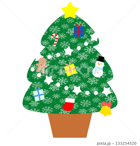 かわいいクリスマスツリーのイラスト素材 かわいいクリスマスツリーのイラスト素材 133254520