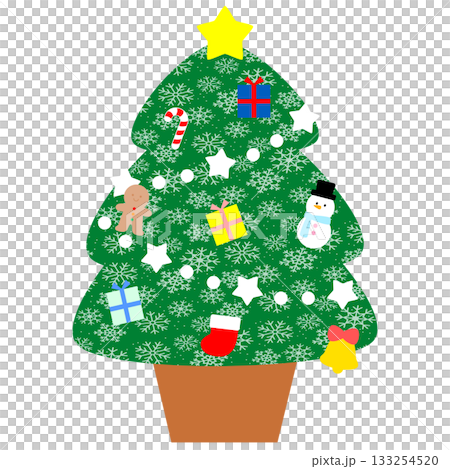 かわいいクリスマスツリーのイラスト素材 かわいいクリスマスツリーのイラスト素材 133254520