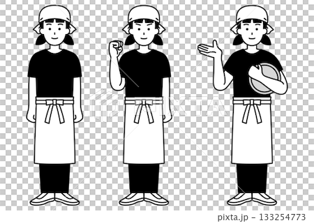 Izakaya female waitress full body pose set 133254773