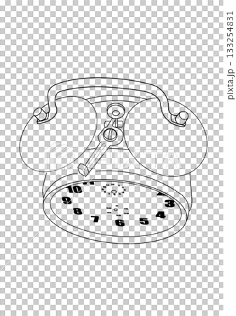 Alarm clock line drawing Alarm clock line drawing 133254831