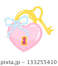 Cute heart padlock with golden key clipart 133255410