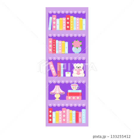 Cute pastel romance bookshelf bookmark design Cute pastel romance bookshelf bookmark design 133255412