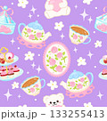 Cute whimsical roses tea party seamless pattern 133255413