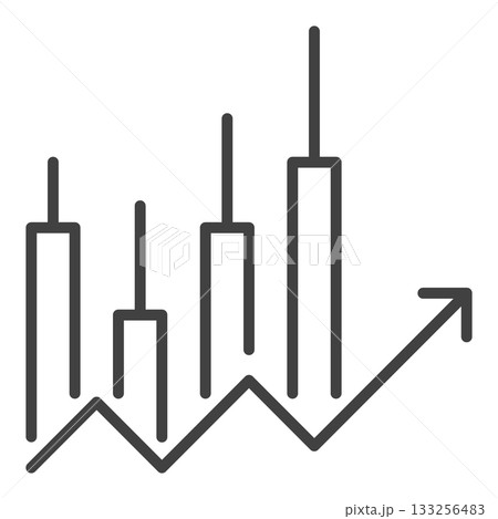 Candle Graph with Arrow vector Candlestick Chart thin line icon or design element Candle Graph with Arrow vector Candlestick Chart thin line icon or design element 133256483