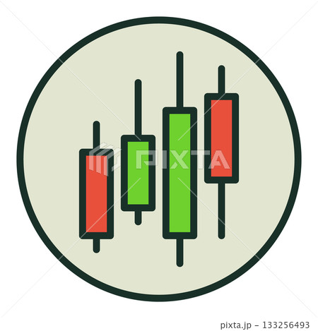 Circle with Financial Graph vector colored icon or symbol Circle with Financial Graph vector colored icon or symbol 133256493