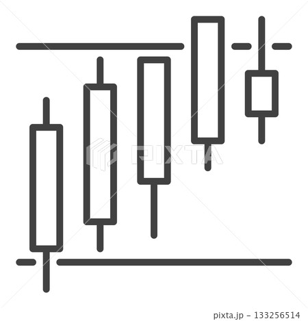 Stock Market Trading Analysis vector Candlestick Chart in Range icon or sign in outline style 133256514