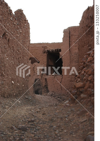 abandoned village on the Handour river valley ruins among the valleys of the Moroccan Atlas 133258007