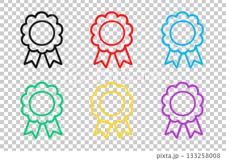 Colorful ribbon award badge icon set 133258008