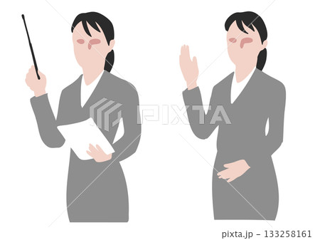 指示棒で説明・案内をするオフィスレディセット 指示棒で説明・案内をするオフィスレディセット 133258161