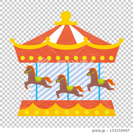 色彩繽紛、趣味十足的旋轉木馬插圖 133258407