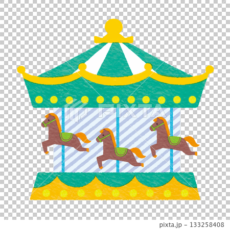 色彩繽紛、趣味十足的旋轉木馬插圖 色彩繽紛、趣味十足的旋轉木馬插圖 133258408