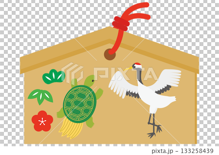 Crane and turtle votive plaque Respect for the Aged Day New Year illustration Crane and turtle votive plaque Respect for the Aged Day New Year illustration 133258439