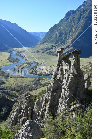 Stone mushrooms, geological formation in the Altai mountain region Stone mushrooms, geological formation in the Altai mountain region 133259160