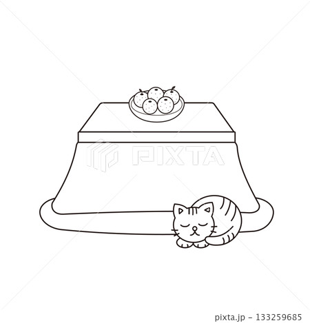 こたつでまどろむ猫のイラスト 133259685