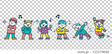 子供 ダンス ダンスクラス 手描き シンプル イラスト セット 133259686