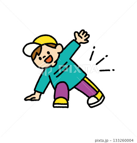 子供 ダンス 決めポーズ 手描き イラスト 133260004