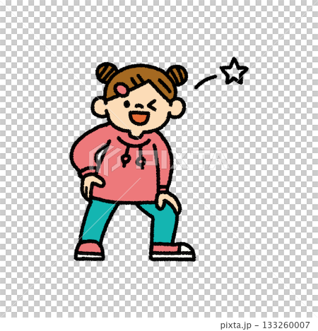 Children dancing pose wink hand drawn illustration 133260007