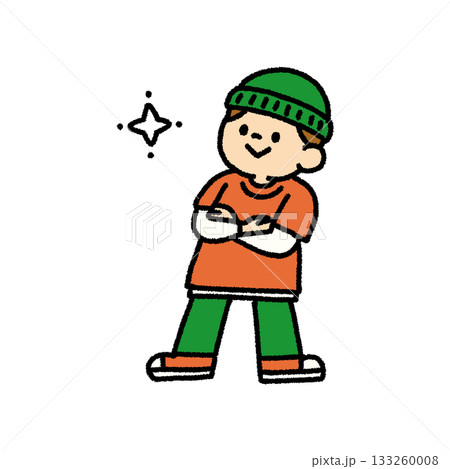 子供 ダンス ポーズ 腕組み 手描き イラスト 子供 ダンス ポーズ 腕組み 手描き イラスト 133260008