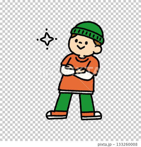 Children's dance pose arms crossed hand drawn illustration 133260008