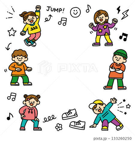 キッズダンス 背景 手描き 子供 イラスト テキストスペース 133260250