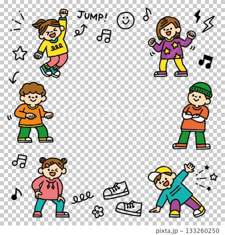 キッズダンス 背景 手描き 子供 イラスト テキストスペース 133260250