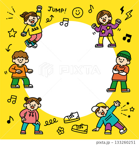 キッズダンス 背景 手描き 子供 イラスト テキストスペース 133260251