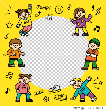 キッズダンス 背景 手描き 子供 イラスト テキストスペース 133260251