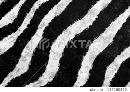 Artistic black and white pattern showcasing wavy lines on a textured background. Generative AI 133260330