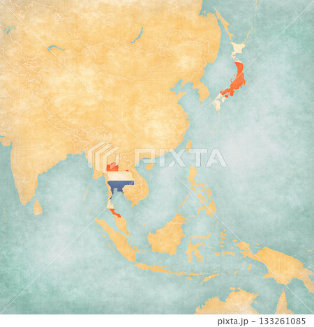 Map of East Asia - Japan and Thailand 133261085