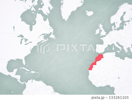 Map of North Atlantic Ocean - Morocco 133261103