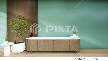 The Cabinet wooden design on mint room interior modern style.3D rendering The Cabinet wooden design on mint room interior modern style.3D rendering 133261359