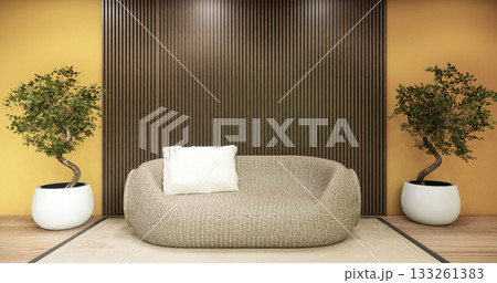 living rooom japanese on Modern room interior wabisabi style.3D rendering living rooom japanese on Modern room interior wabisabi style.3D rendering 133261383