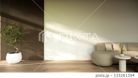 living rooom japanese on Modern room interior wabisabi style.3D rendering 133261394